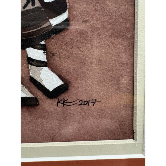 Hopi Susopa Racer Kachina Watercolor Artist Signed By Karen Knorowski 2017 Az - Picture 3 of 5